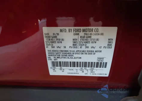 2020 Lincoln Aviator Reserve z USA, uszkodzony, nr VIN 5LM5J7XC3LGL22728